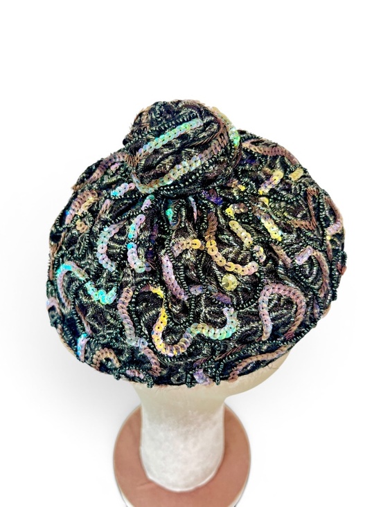 Vintage 1950\'s Frances & Walter Nelkin Iridescent Sequin Hat main image 2